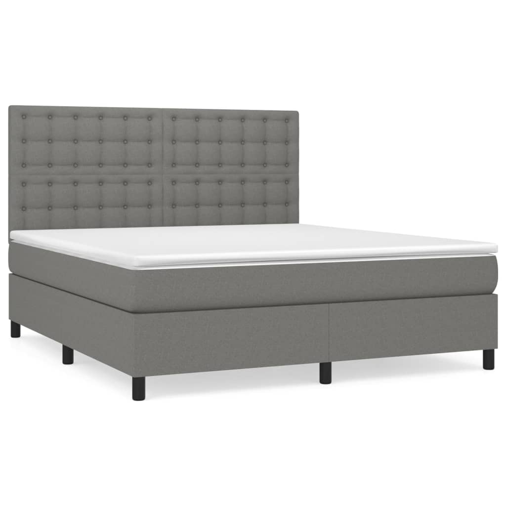 vidaXL Κρεβάτι Boxspring με Στρώμα Σκούρο Γκρι 160x200 εκ Υφασμάτινο