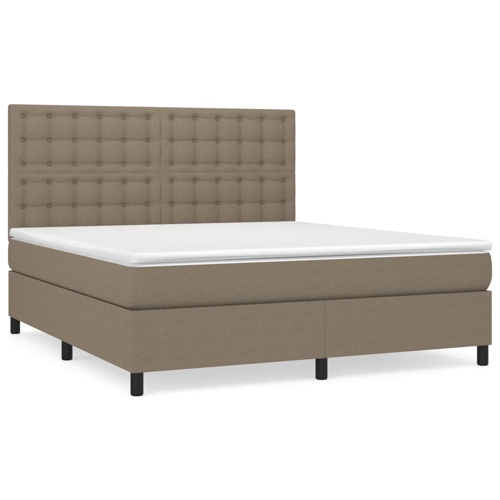 vidaXL Κρεβάτι Boxspring με Στρώμα Taupe 160x200 εκ. Υφασμάτινο