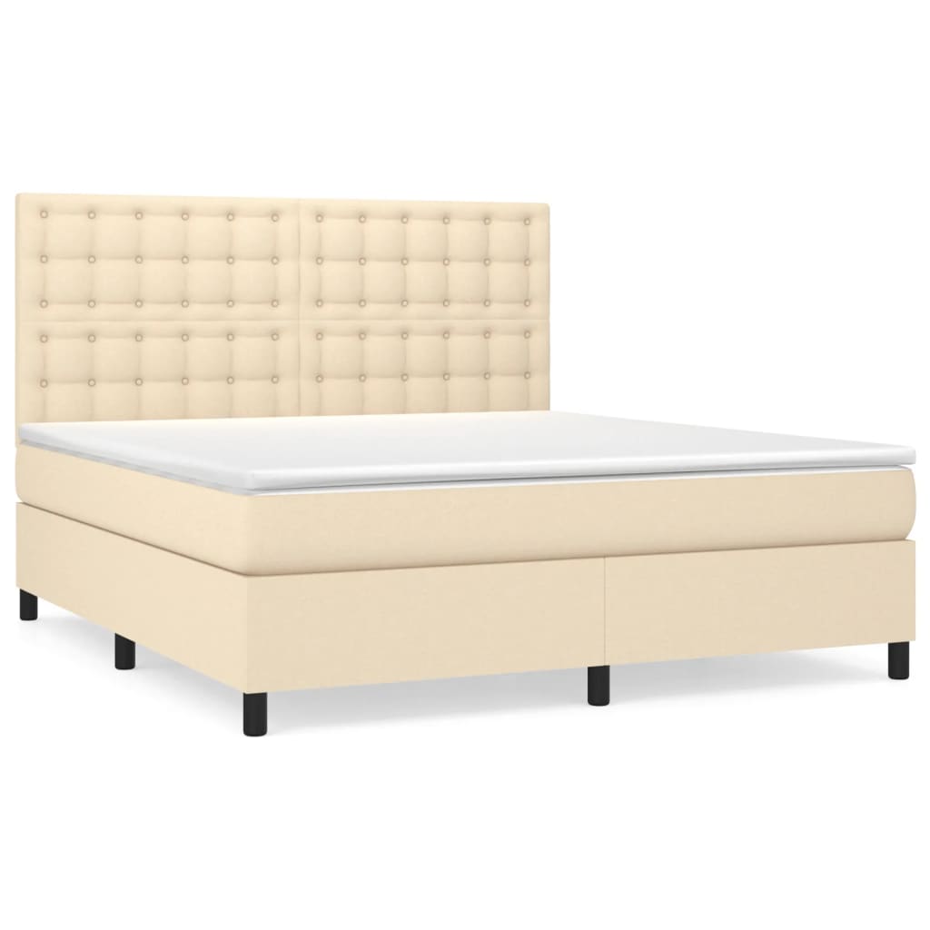 vidaXL Κρεβάτι Boxspring με Στρώμα Κρεμ 160x200 εκ. Υφασμάτινο