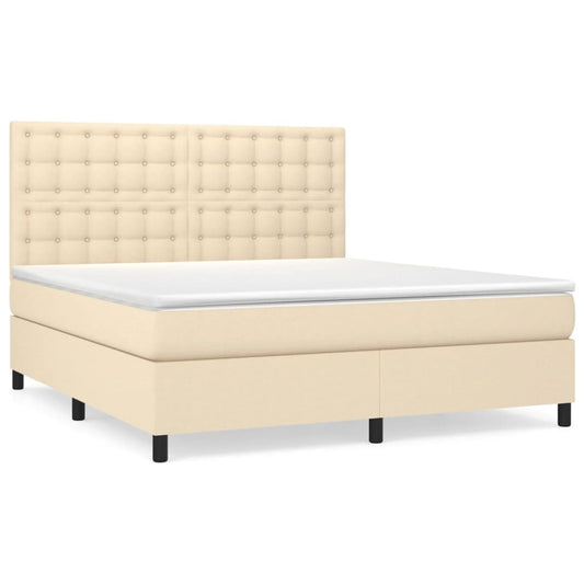 vidaXL Κρεβάτι Boxspring με Στρώμα Κρεμ 160x200 εκ. Υφασμάτινο