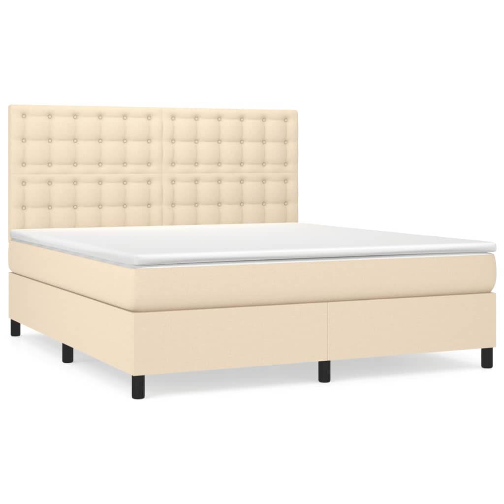 vidaXL Κρεβάτι Boxspring με Στρώμα Κρεμ 180x200 εκ. Υφασμάτινο