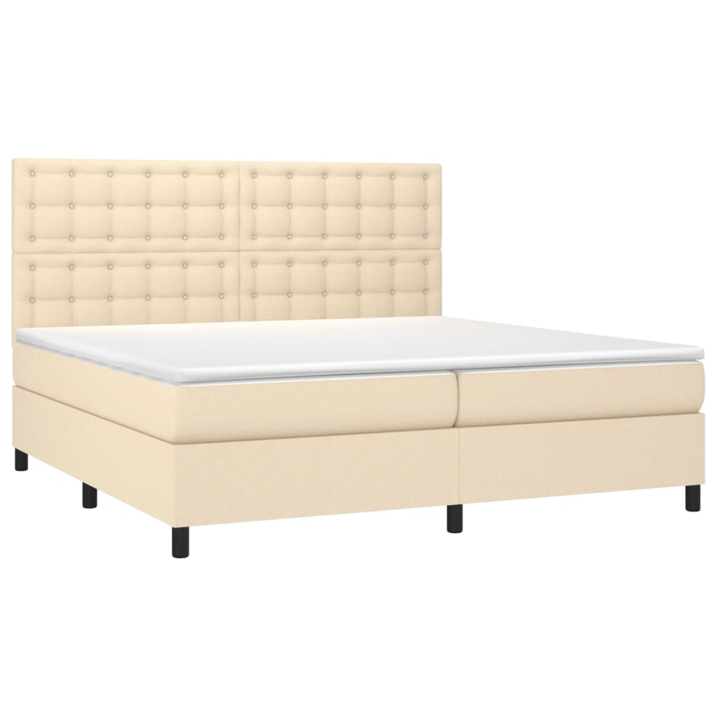 vidaXL Κρεβάτι Boxspring με Στρώμα Κρεμ 200x200 εκ. Υφασμάτινο