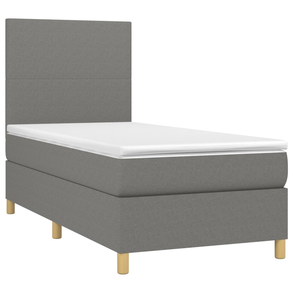vidaXL Κρεβάτι Boxspring με Στρώμα Σκούρο Γκρι 90x200 εκ. Υφασμάτινο