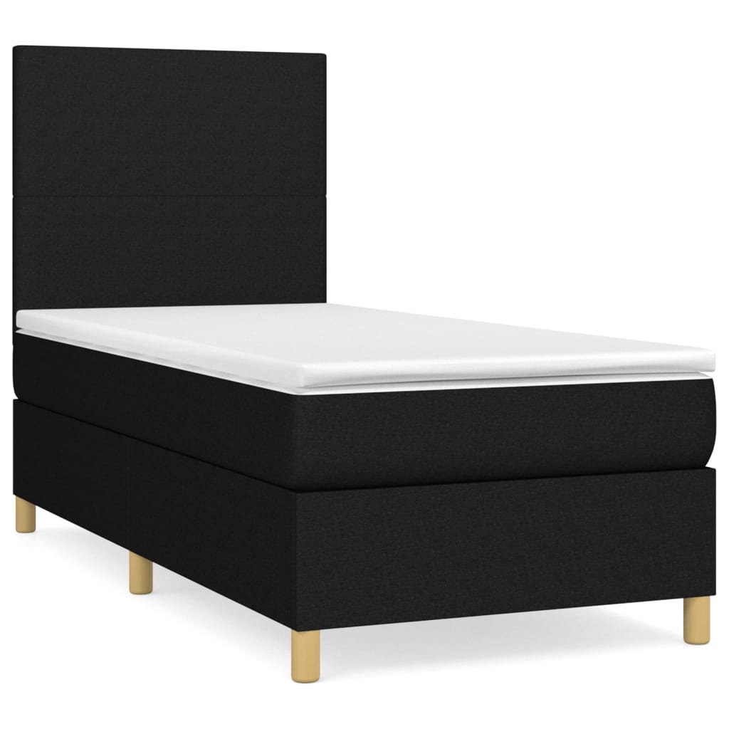 vidaXL Κρεβάτι Boxspring με Στρώμα Μαύρο 100 x 200 εκ. Υφασμάτινο