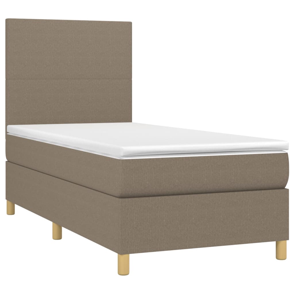 vidaXL Κρεβάτι Boxspring με Στρώμα Taupe 100 x 200 εκ. Υφασμάτινο