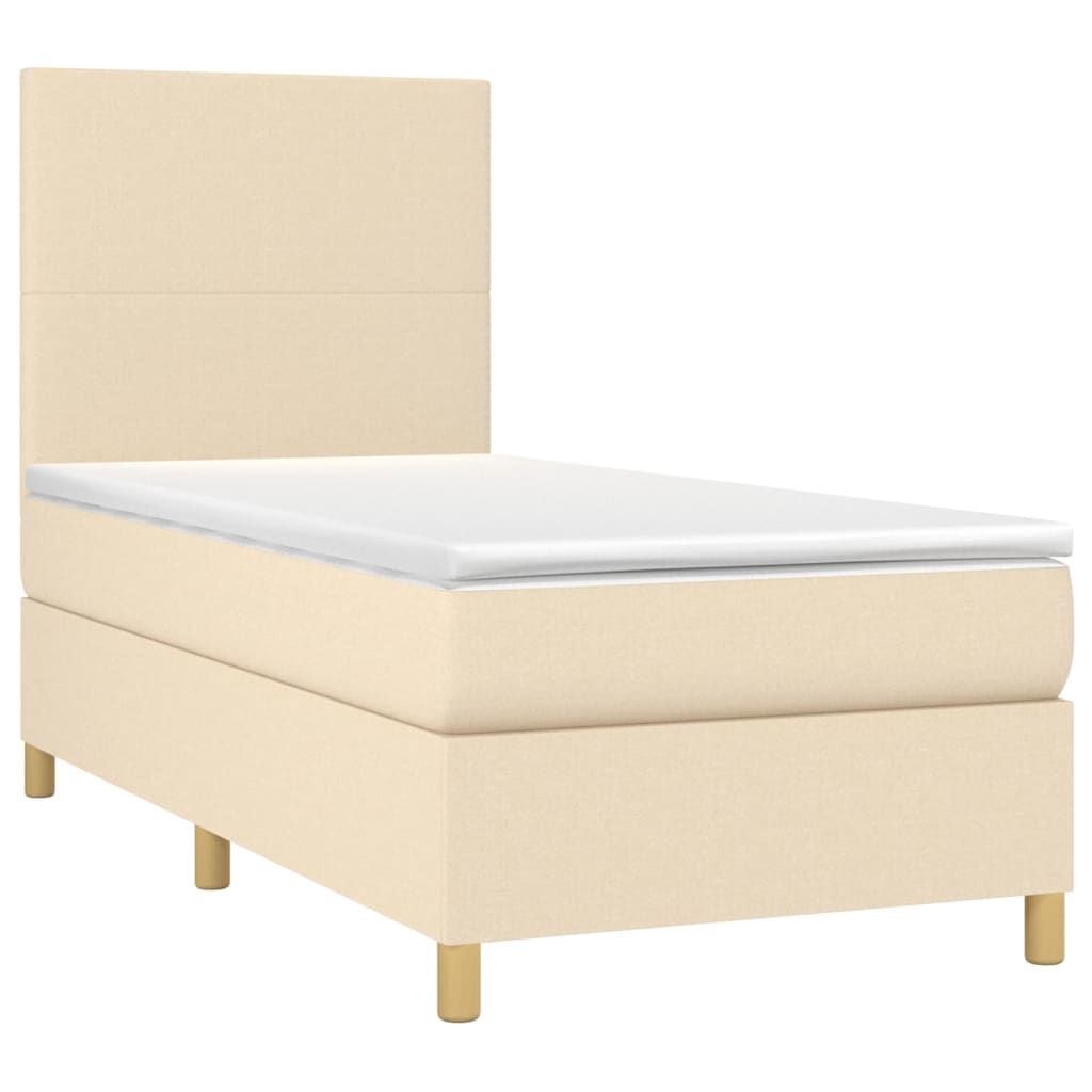 vidaXL Κρεβάτι Boxspring με Στρώμα Κρεμ 100 x 200 εκ. Υφασμάτινο
