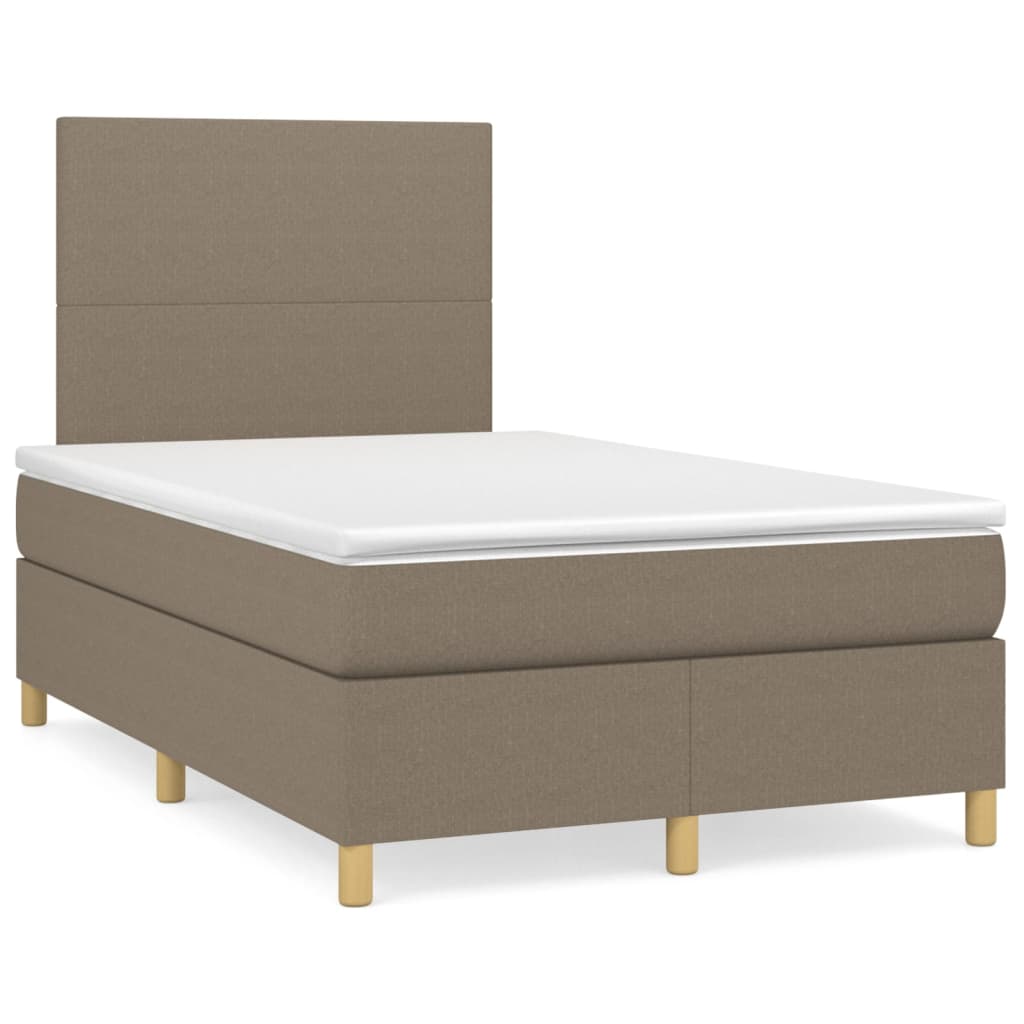 vidaXL Κρεβάτι Boxspring με Στρώμα Taupe 120x200 εκ. Υφασμάτινο