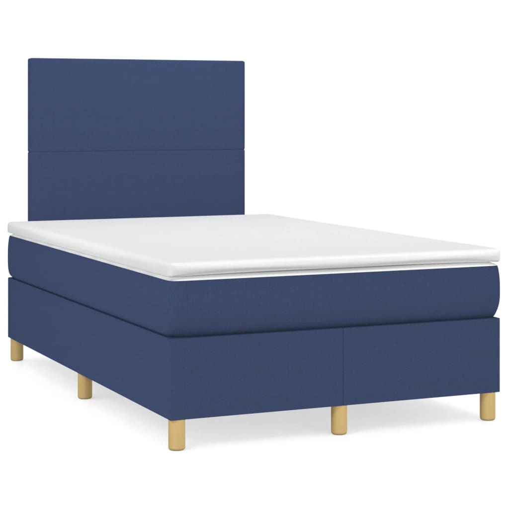 vidaXL Κρεβάτι Boxspring με Στρώμα Μπλε 120x200 εκ. Υφασμάτινο
