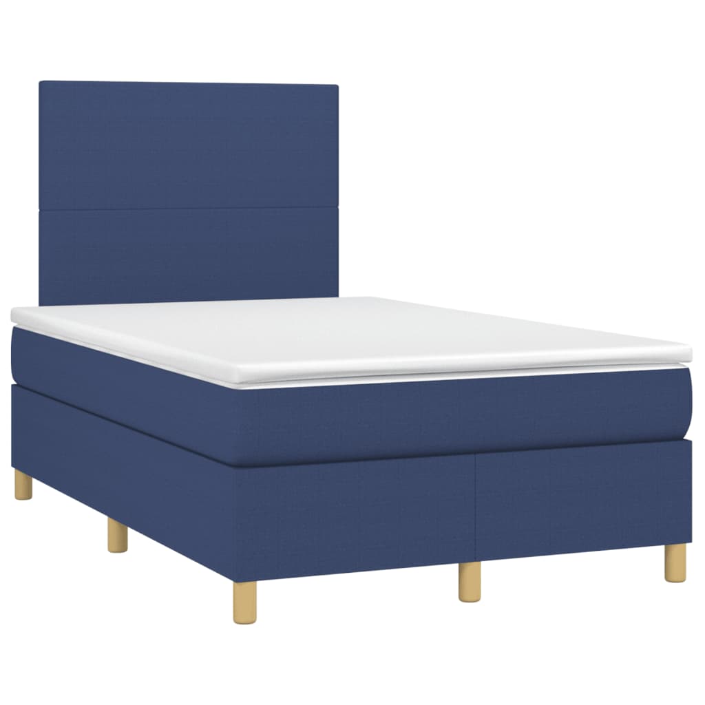 vidaXL Κρεβάτι Boxspring με Στρώμα Μπλε 120x200 εκ. Υφασμάτινο