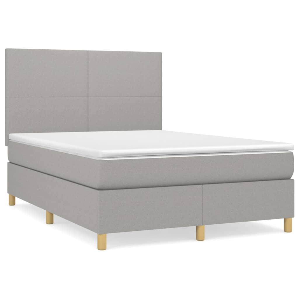 vidaXL Κρεβάτι Boxspring με Στρώμα Ανοιχτό Γκρι 140x200 εκ. Υφασμάτινο