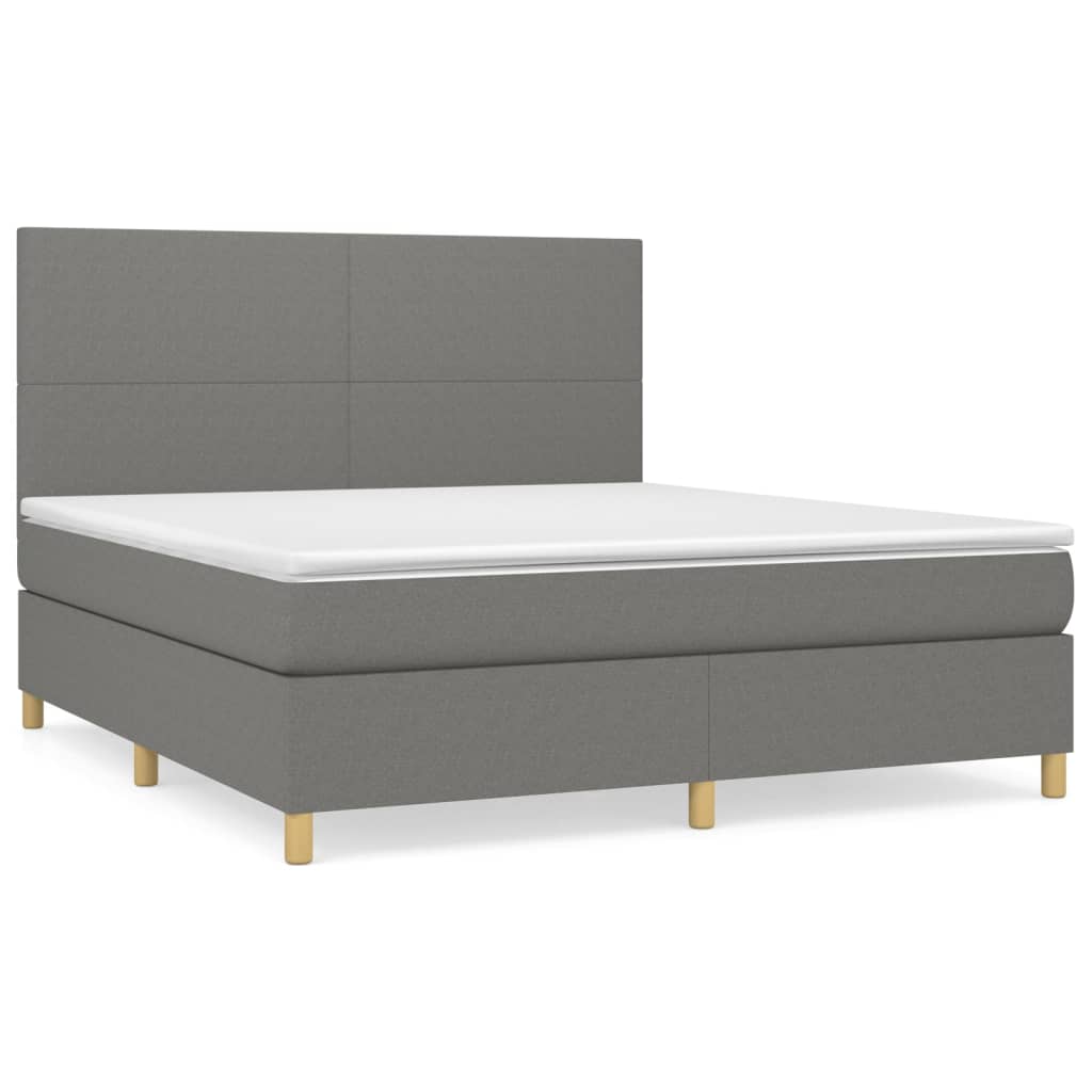 vidaXL Κρεβάτι Boxspring με Στρώμα Σκούρο Γκρι 160x200 εκ Υφασμάτινο
