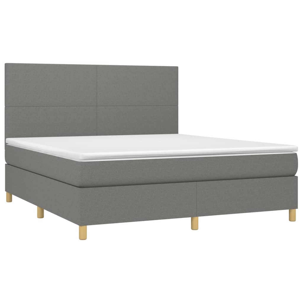 vidaXL Κρεβάτι Boxspring με Στρώμα Σκούρο Γκρι 160x200 εκ Υφασμάτινο