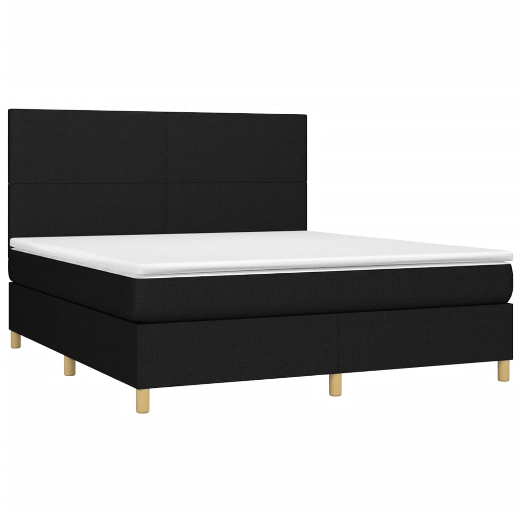 vidaXL Κρεβάτι Boxspring με Στρώμα Μαύρο 160x200 εκ. Υφασμάτινο