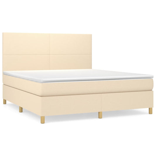 vidaXL Κρεβάτι Boxspring με Στρώμα Κρεμ 160x200 εκ. Υφασμάτινο