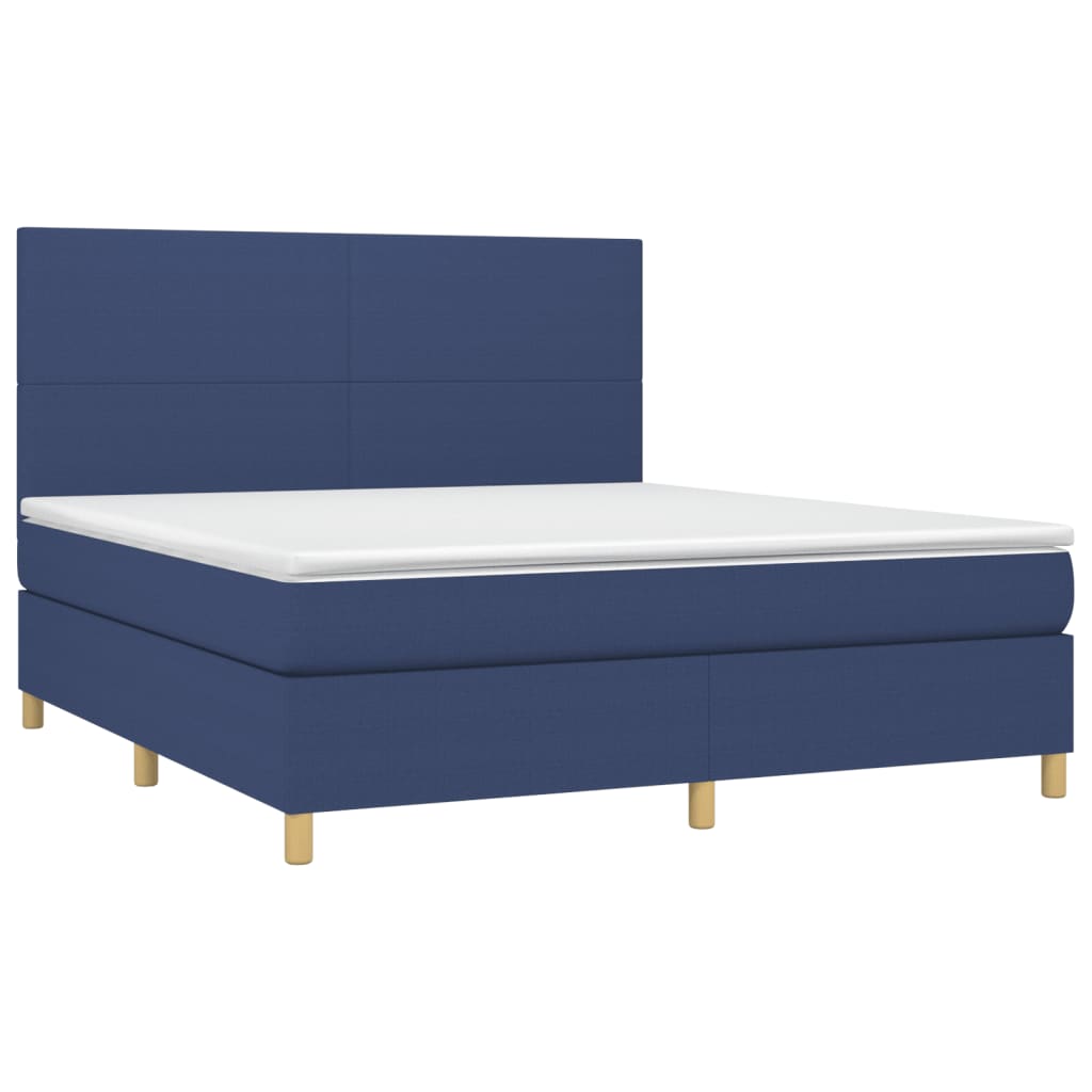 vidaXL Κρεβάτι Boxspring με Στρώμα Μπλε 160x200 εκ. Υφασμάτινο