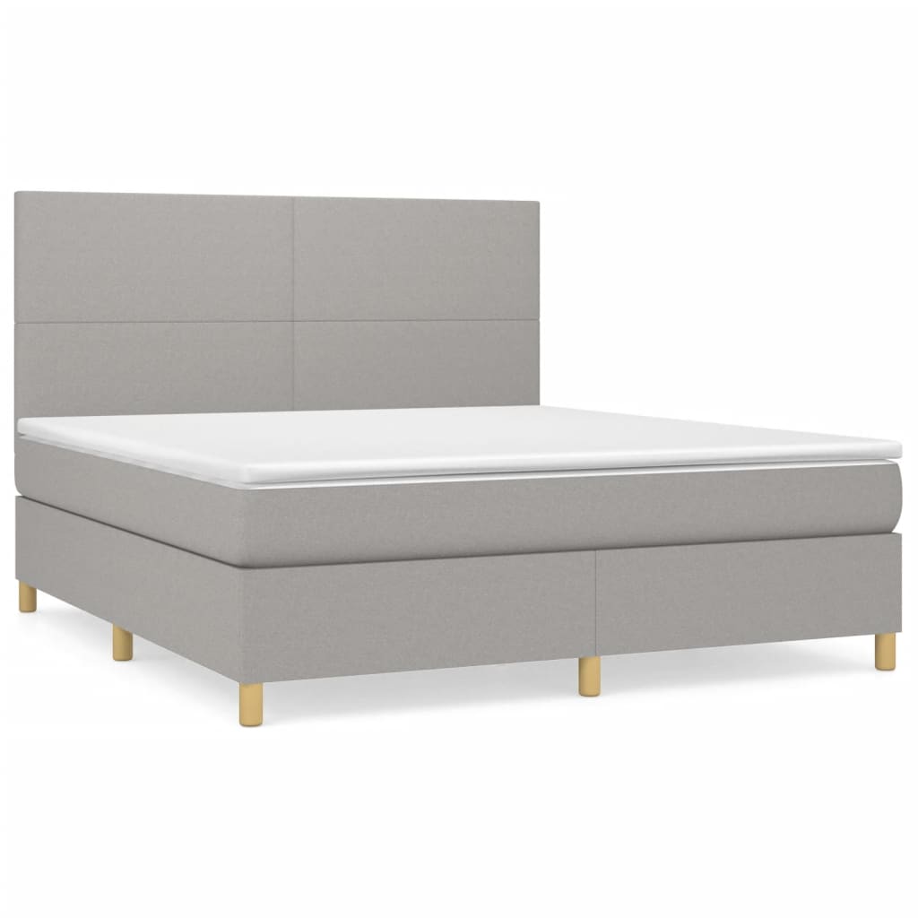 vidaXL Κρεβάτι Boxspring με Στρώμα Ανοιχτό Γκρι 180x200 εκ. Υφασμάτινο