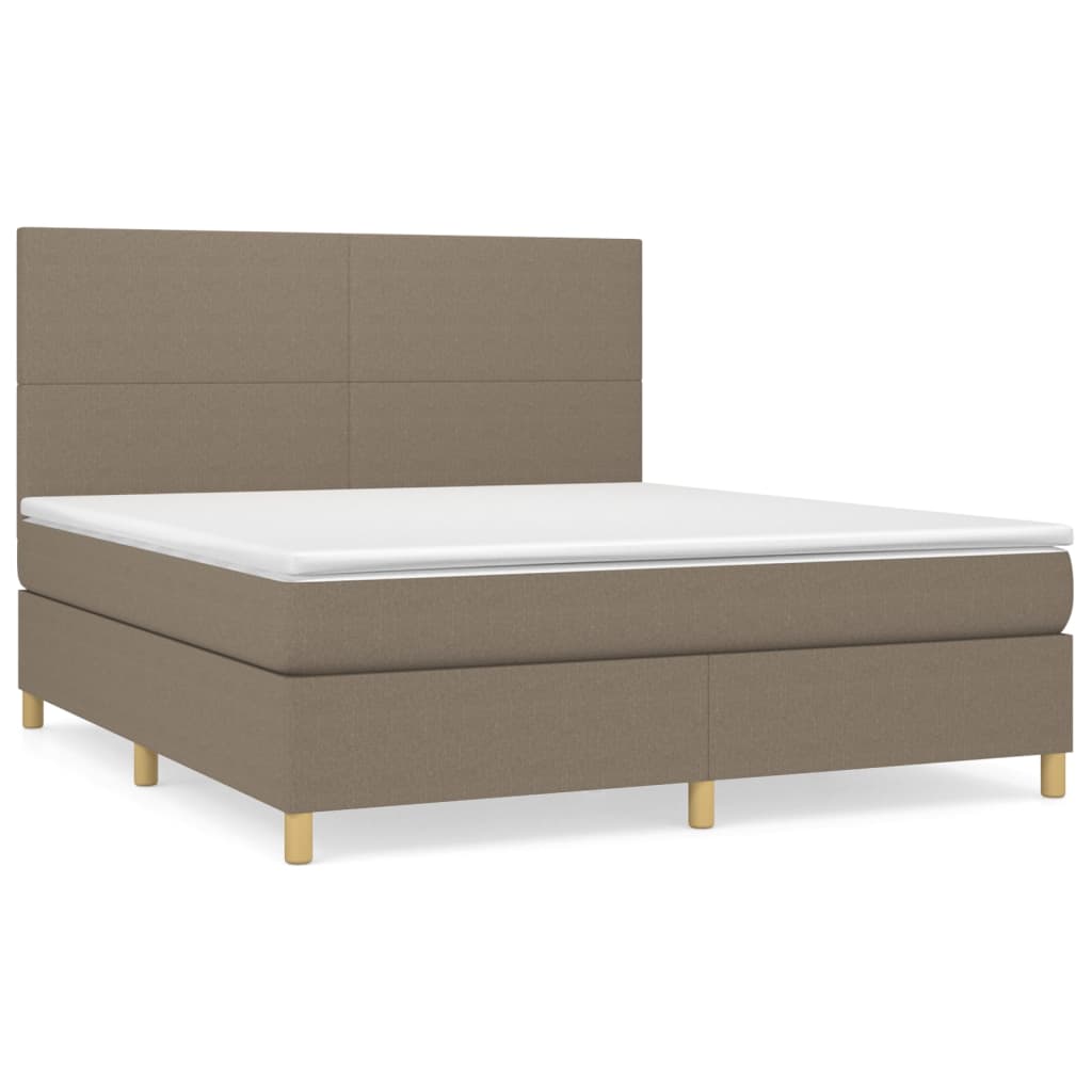 vidaXL Κρεβάτι Boxspring με Στρώμα Taupe 180x200 εκ. Υφασμάτινο