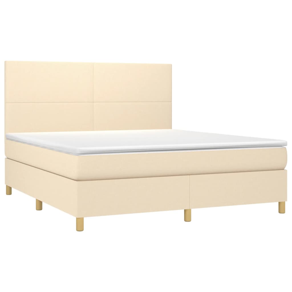 vidaXL Κρεβάτι Boxspring με Στρώμα Κρεμ 180x200 εκ. Υφασμάτινο