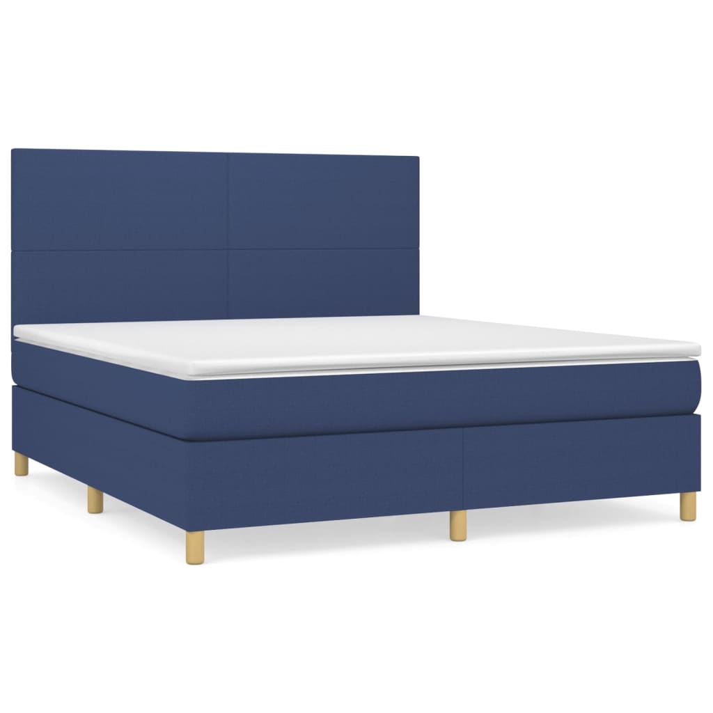 vidaXL Κρεβάτι Boxspring με Στρώμα Μπλε 180x200 εκ. Υφασμάτινο