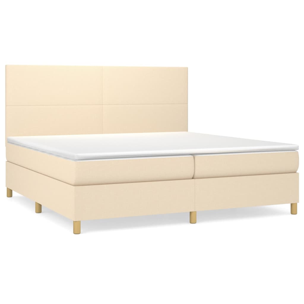 vidaXL Κρεβάτι Boxspring με Στρώμα Κρεμ 200x200 εκ. Υφασμάτινο