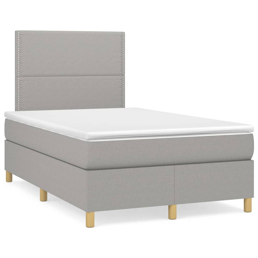 vidaXL Κρεβάτι Boxspring με Στρώμα Ανοιχτό Γκρι 120x200 εκ. Υφασμάτινο