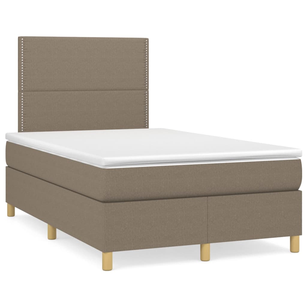vidaXL Κρεβάτι Boxspring με Στρώμα Taupe 120x200 εκ. Υφασμάτινο