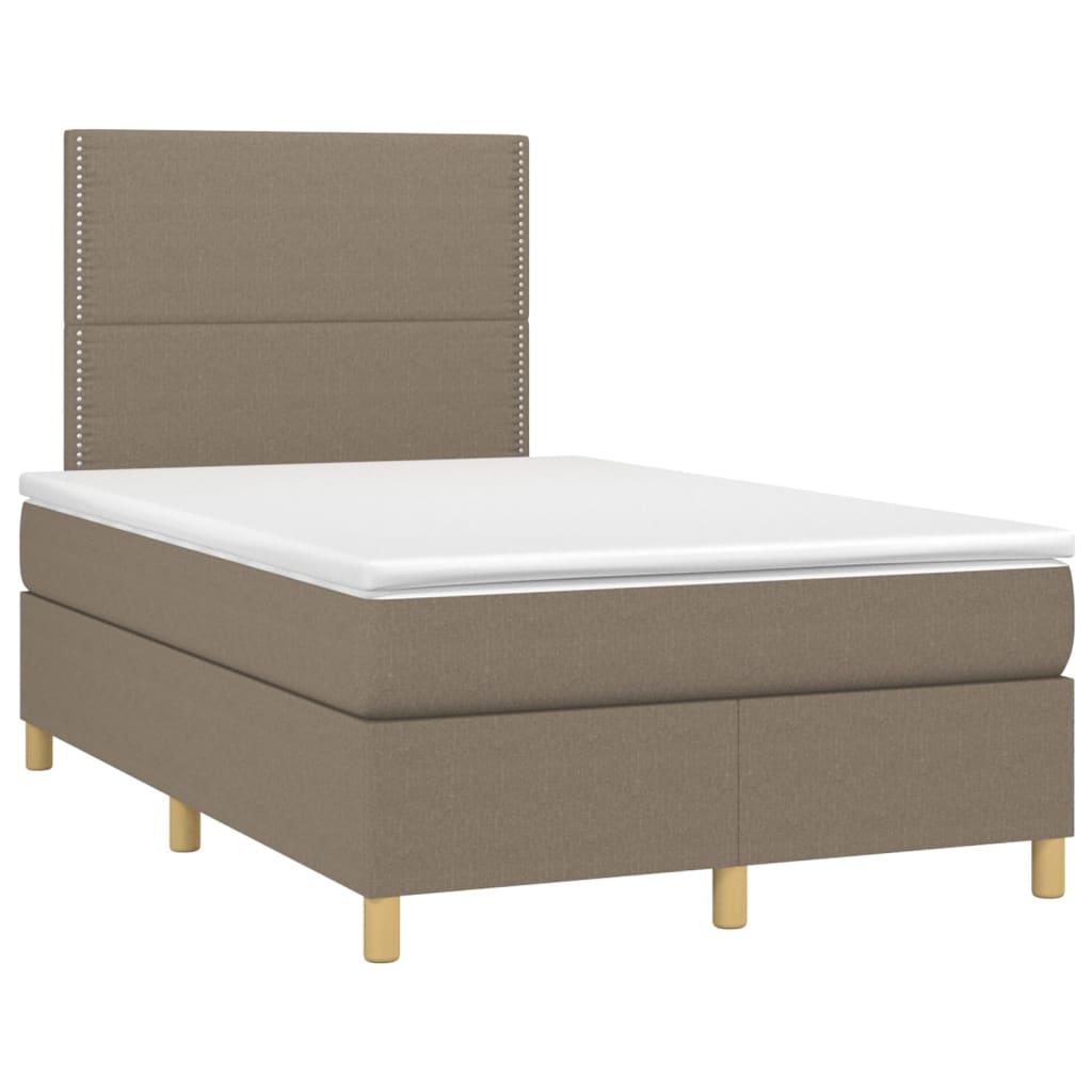 vidaXL Κρεβάτι Boxspring με Στρώμα Taupe 120x200 εκ. Υφασμάτινο