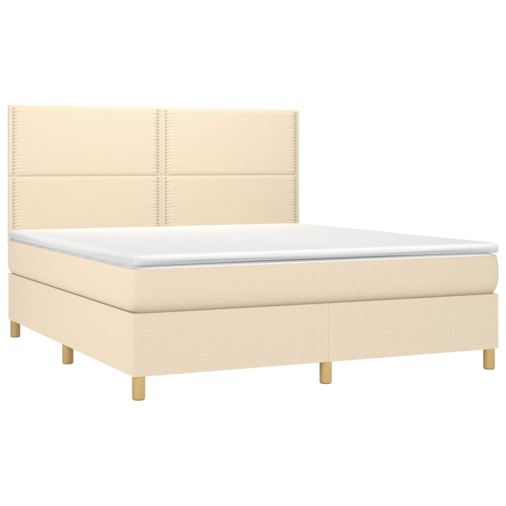 vidaXL Κρεβάτι Boxspring με Στρώμα Κρεμ 180x200 εκ. Υφασμάτινο