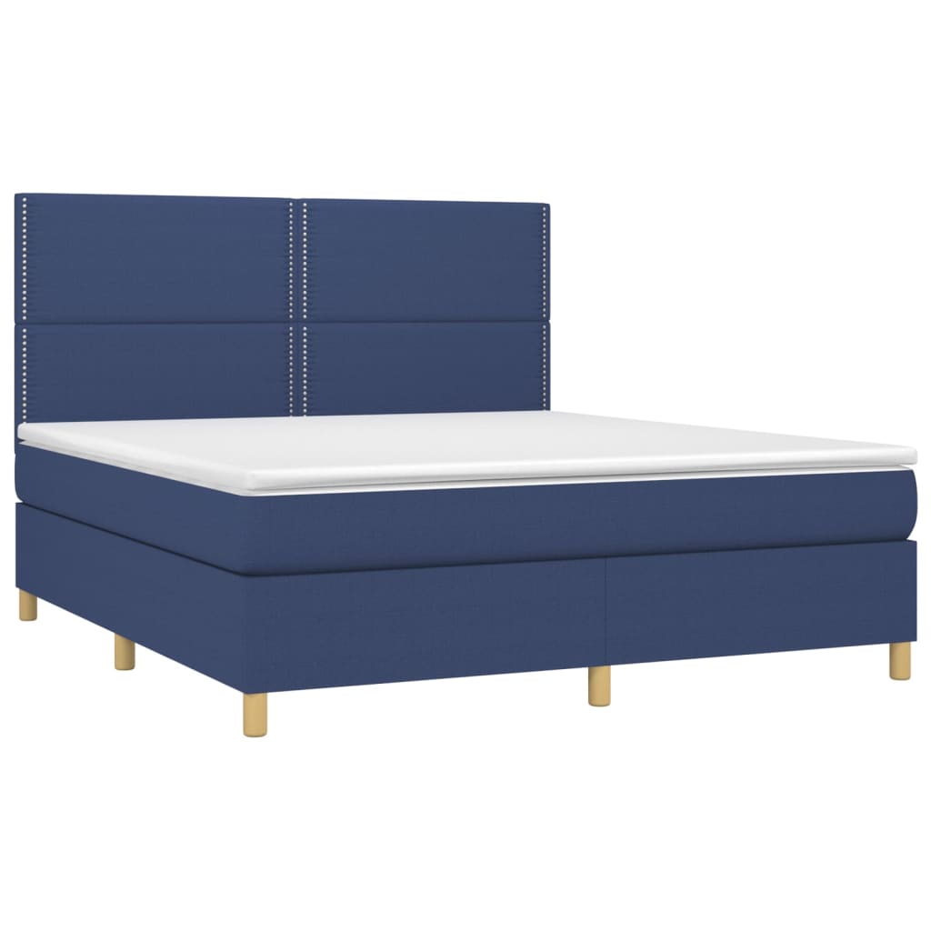 vidaXL Κρεβάτι Boxspring με Στρώμα Μπλε 180x200 εκ. Υφασμάτινο