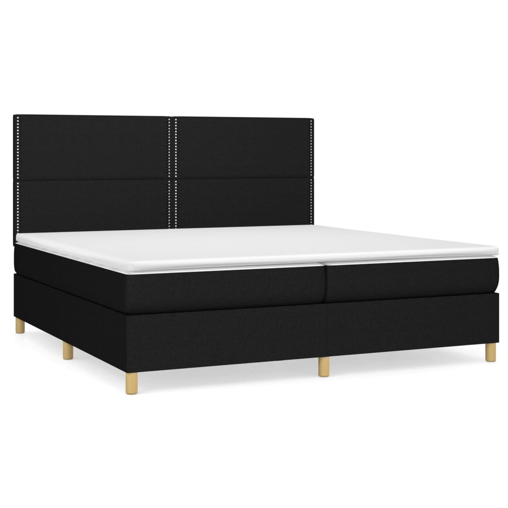 vidaXL Κρεβάτι Boxspring με Στρώμα Μαύρο 200x200 εκ. Υφασμάτινο