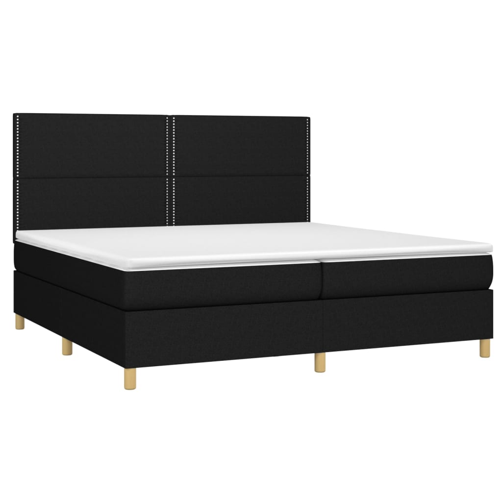 vidaXL Κρεβάτι Boxspring με Στρώμα Μαύρο 200x200 εκ. Υφασμάτινο