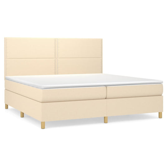 vidaXL Κρεβάτι Boxspring με Στρώμα Κρεμ 200x200 εκ. Υφασμάτινο