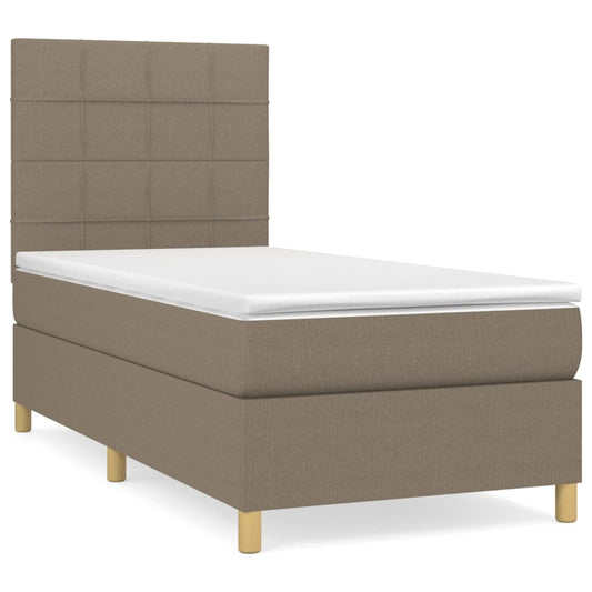 vidaXL Κρεβάτι Boxspring με Στρώμα Taupe 90x200 εκ. Υφασμάτινο