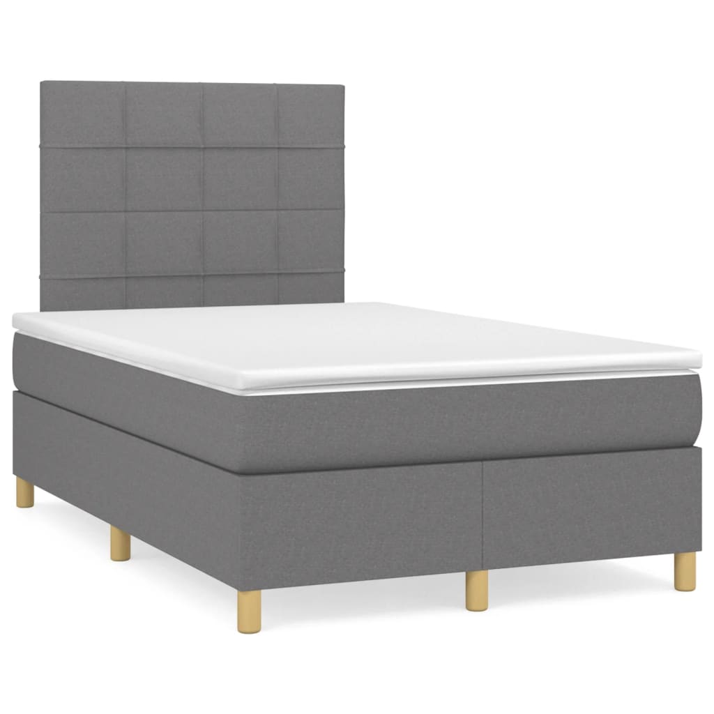vidaXL Κρεβάτι Boxspring με Στρώμα Σκούρο Γκρι 120x200 εκ. Υφασμάτινο