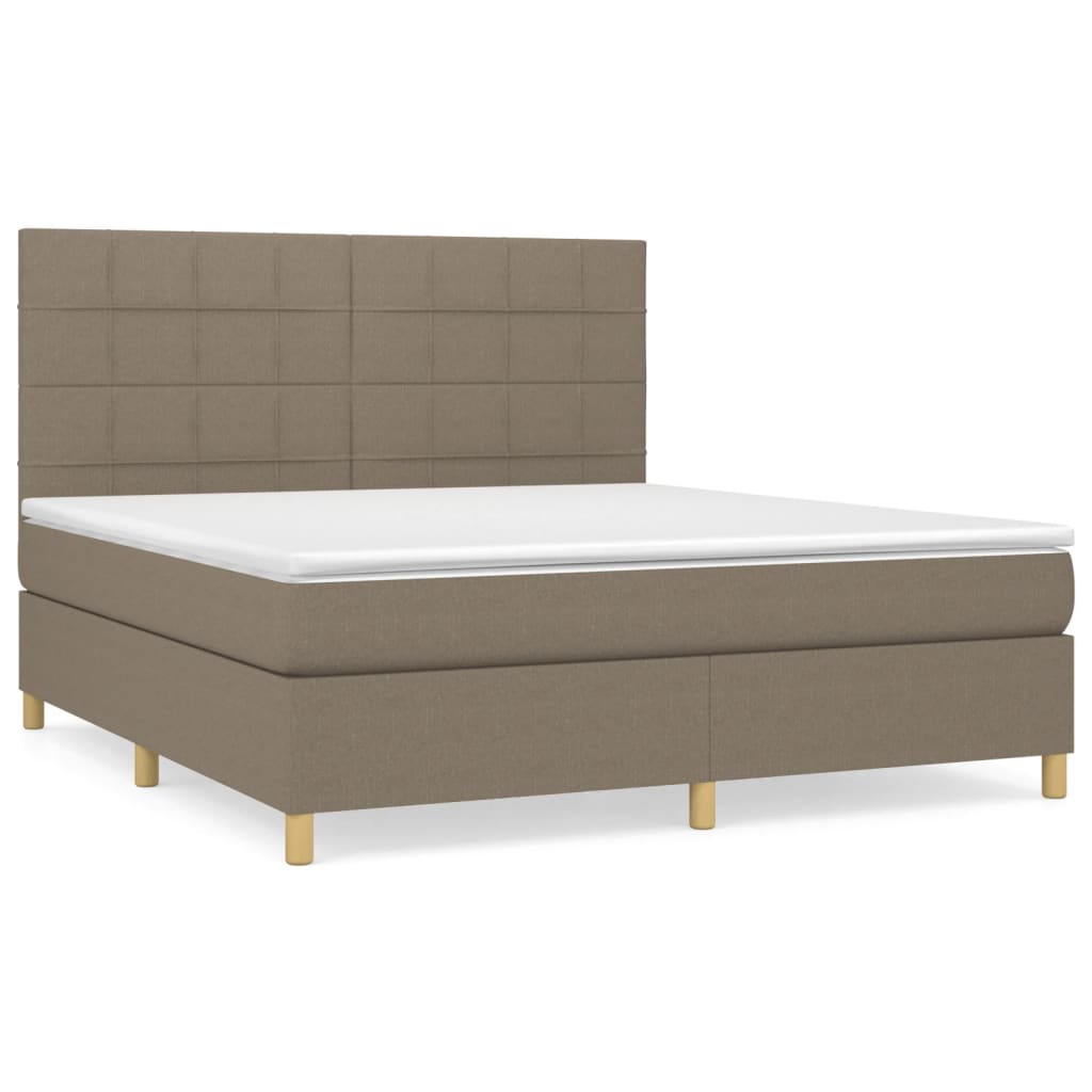 vidaXL Κρεβάτι Boxspring με Στρώμα Taupe 180x200 εκ. Υφασμάτινο