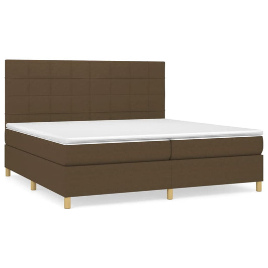 vidaXL Κρεβάτι Boxspring με Στρώμα Σκούρο Καφέ 200x200 εκ. Υφασμάτινο