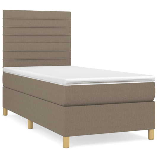 vidaXL Κρεβάτι Boxspring με Στρώμα Taupe 90x190 εκ.Υφασμάτινο