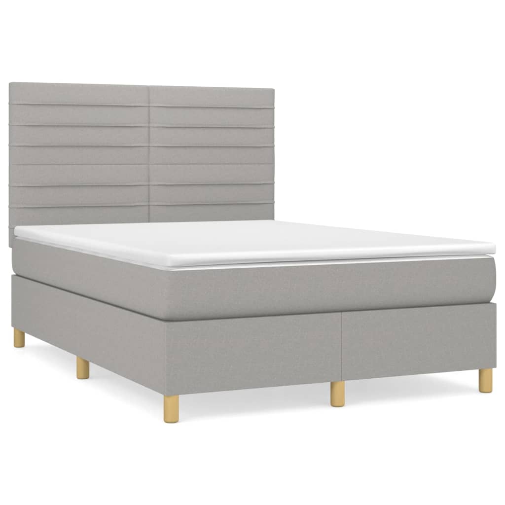 vidaXL Κρεβάτι Boxspring με Στρώμα Ανοιχτό Γκρι 140x200 εκ. Υφασμάτινο