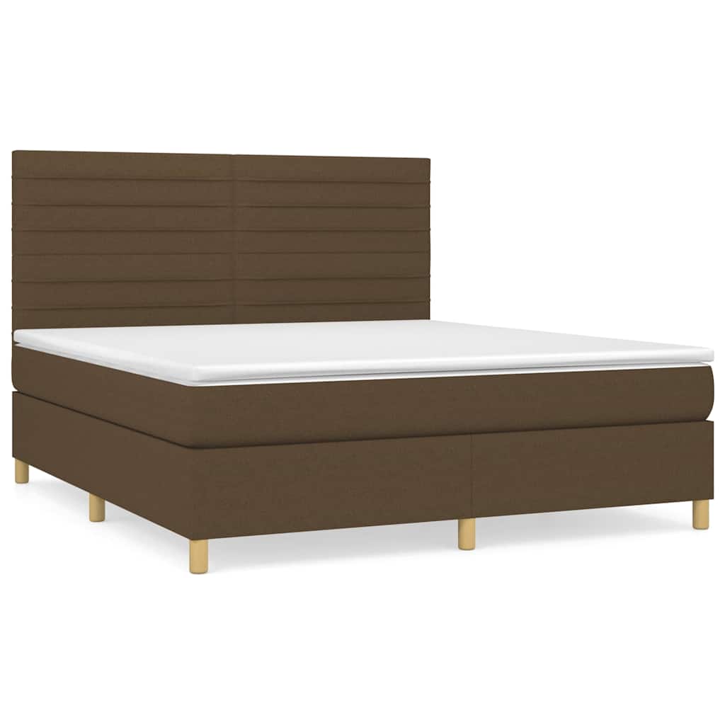 vidaXL Κρεβάτι Boxspring με Στρώμα Σκούρο Καφέ 180x200 εκ Υφασμάτινο