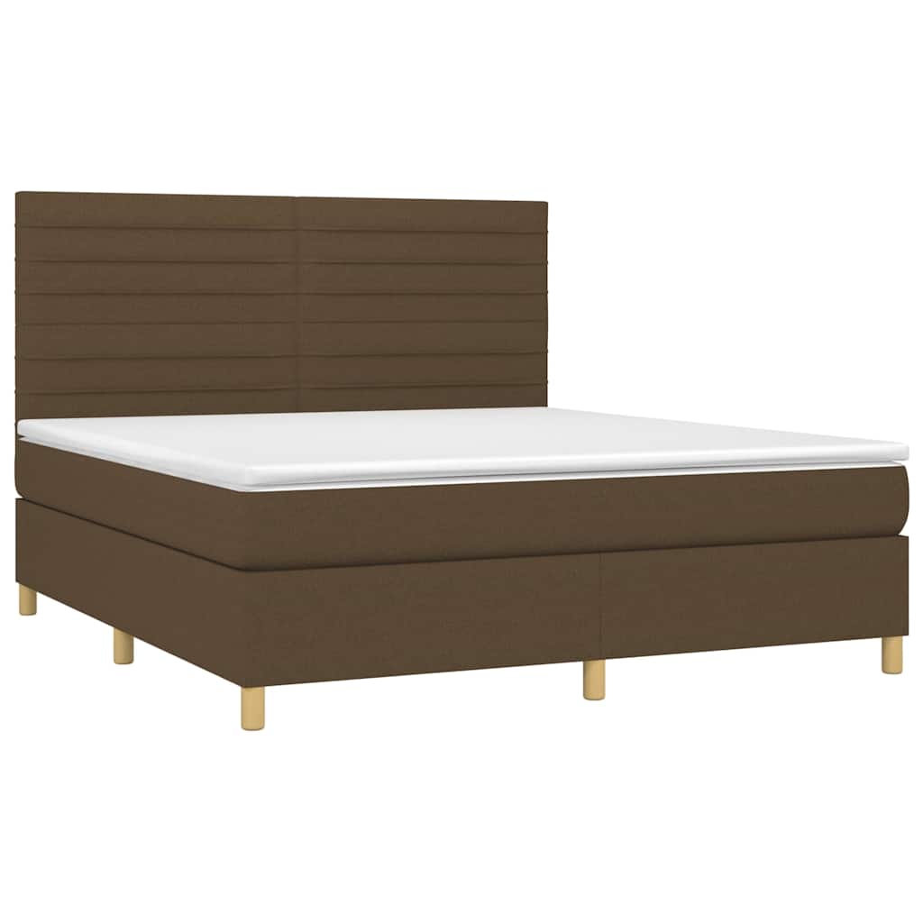 vidaXL Κρεβάτι Boxspring με Στρώμα Σκούρο Καφέ 180x200 εκ Υφασμάτινο