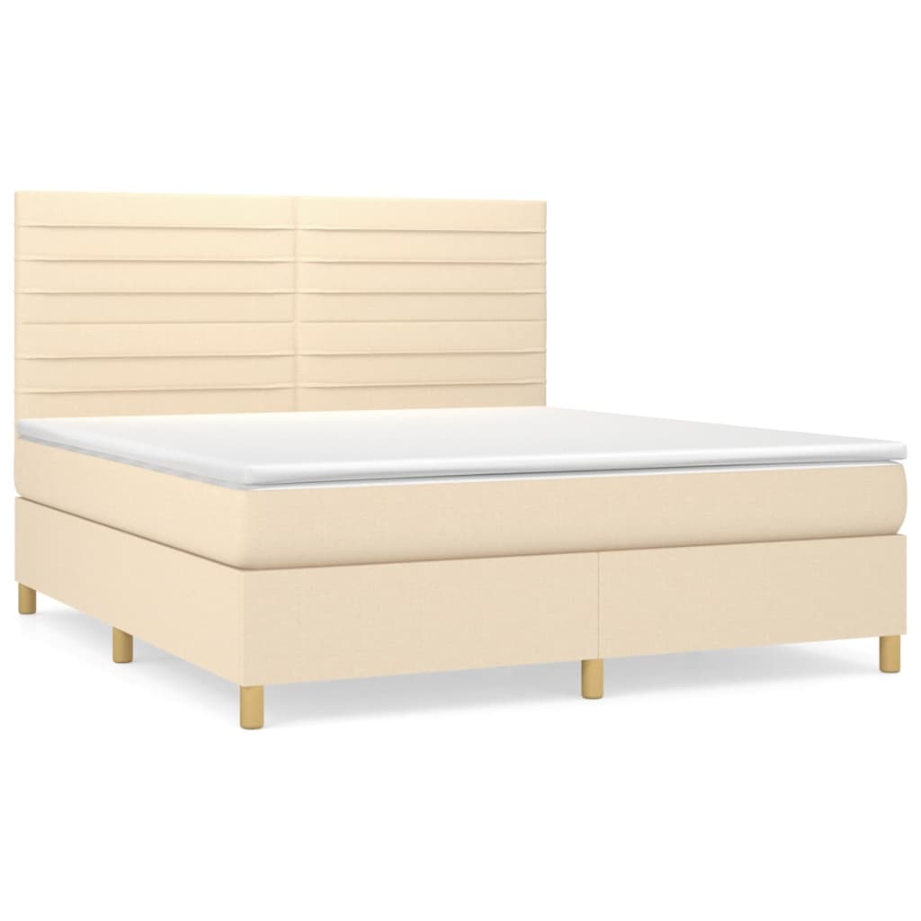 vidaXL Κρεβάτι Boxspring με Στρώμα Κρεμ 180x200 εκ. Υφασμάτινο