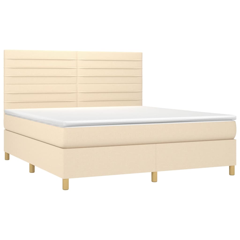 vidaXL Κρεβάτι Boxspring με Στρώμα Κρεμ 180x200 εκ. Υφασμάτινο