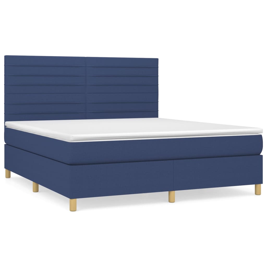 vidaXL Κρεβάτι Boxspring με Στρώμα Μπλε 180x200 εκ. Υφασμάτινο