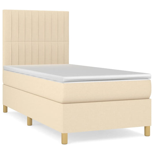 vidaXL Κρεβάτι Boxspring με Στρώμα Κρεμ 80 x 200 εκ. Υφασμάτινο
