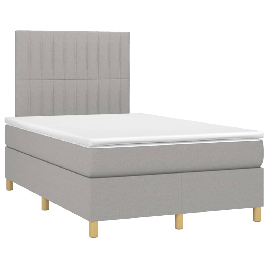 vidaXL Κρεβάτι Boxspring με Στρώμα Ανοιχτό Γκρι 120x200 εκ. Υφασμάτινο