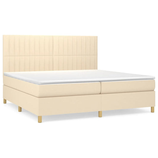 vidaXL Κρεβάτι Boxspring με Στρώμα Κρεμ 200x200 εκ. Υφασμάτινο