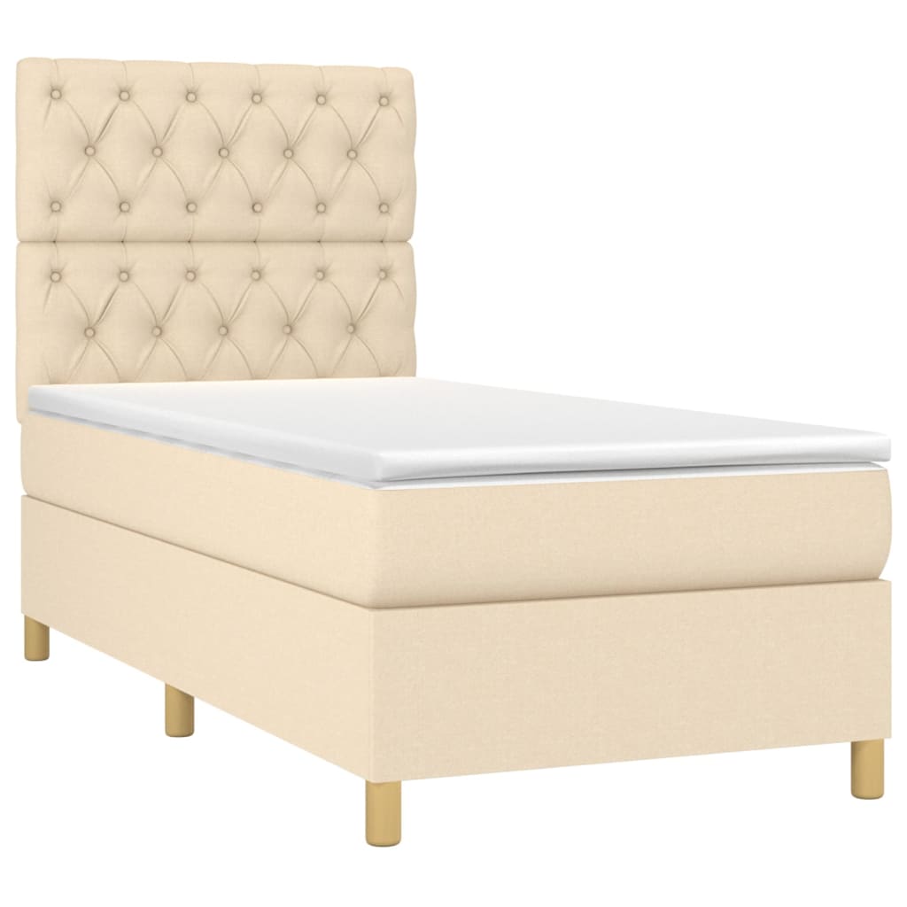 vidaXL Κρεβάτι Boxspring με Στρώμα Κρεμ 80 x 200 εκ. Υφασμάτινο