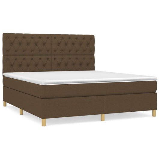 vidaXL Κρεβάτι Boxspring με Στρώμα Σκούρο Καφέ 160x200 εκ Υφασμάτινο