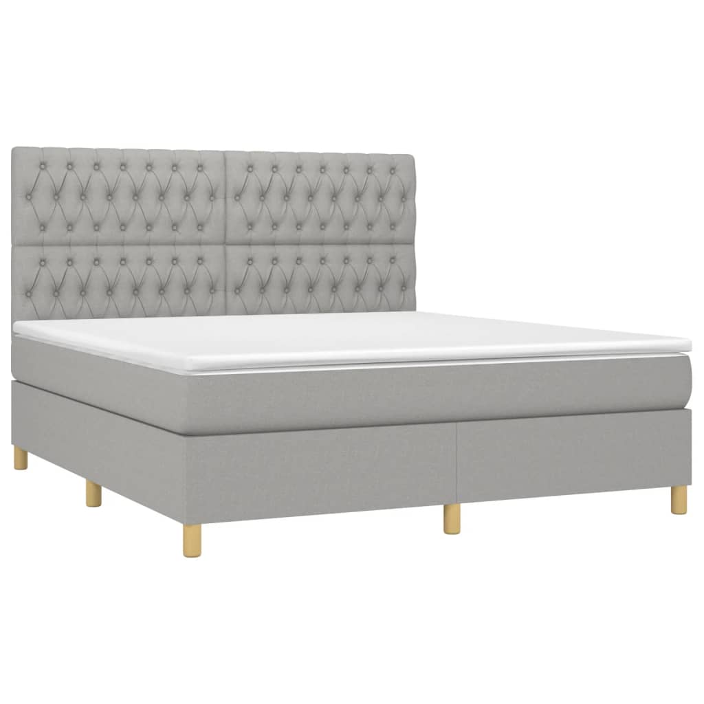 vidaXL Κρεβάτι Boxspring με Στρώμα Ανοιχτό Γκρι 180x200 εκ. Υφασμάτινο