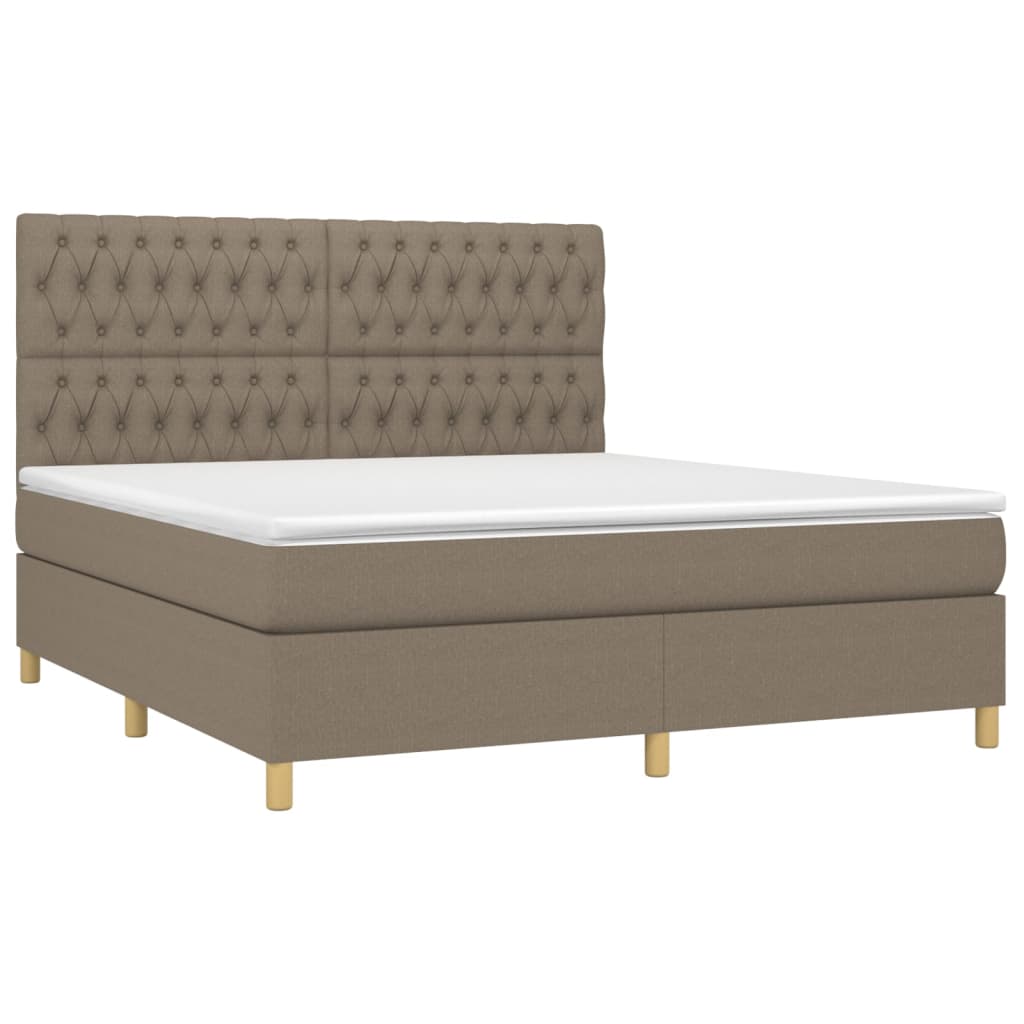 vidaXL Κρεβάτι Boxspring με Στρώμα Taupe 180x200 εκ. Υφασμάτινο